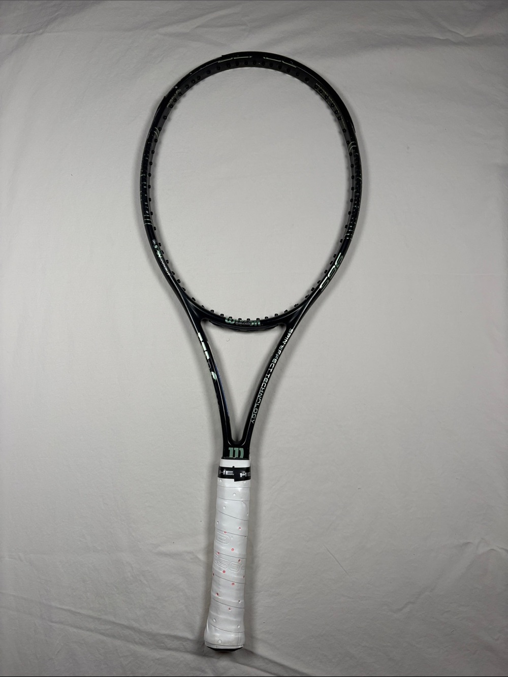 Wilson Blade 98s Tennis Racket with White Grip and Subtle Teal Accents
